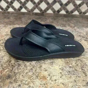 Okabashi Ladies Black Rubber Flip Flop Sandal Size ML 6.5 7.5 Thongs Shoes